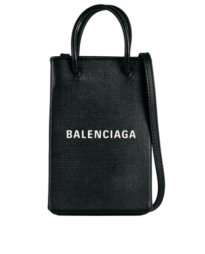 Shopping Phone Holder, &pound;350, Handbags, Black, Leather, Front view